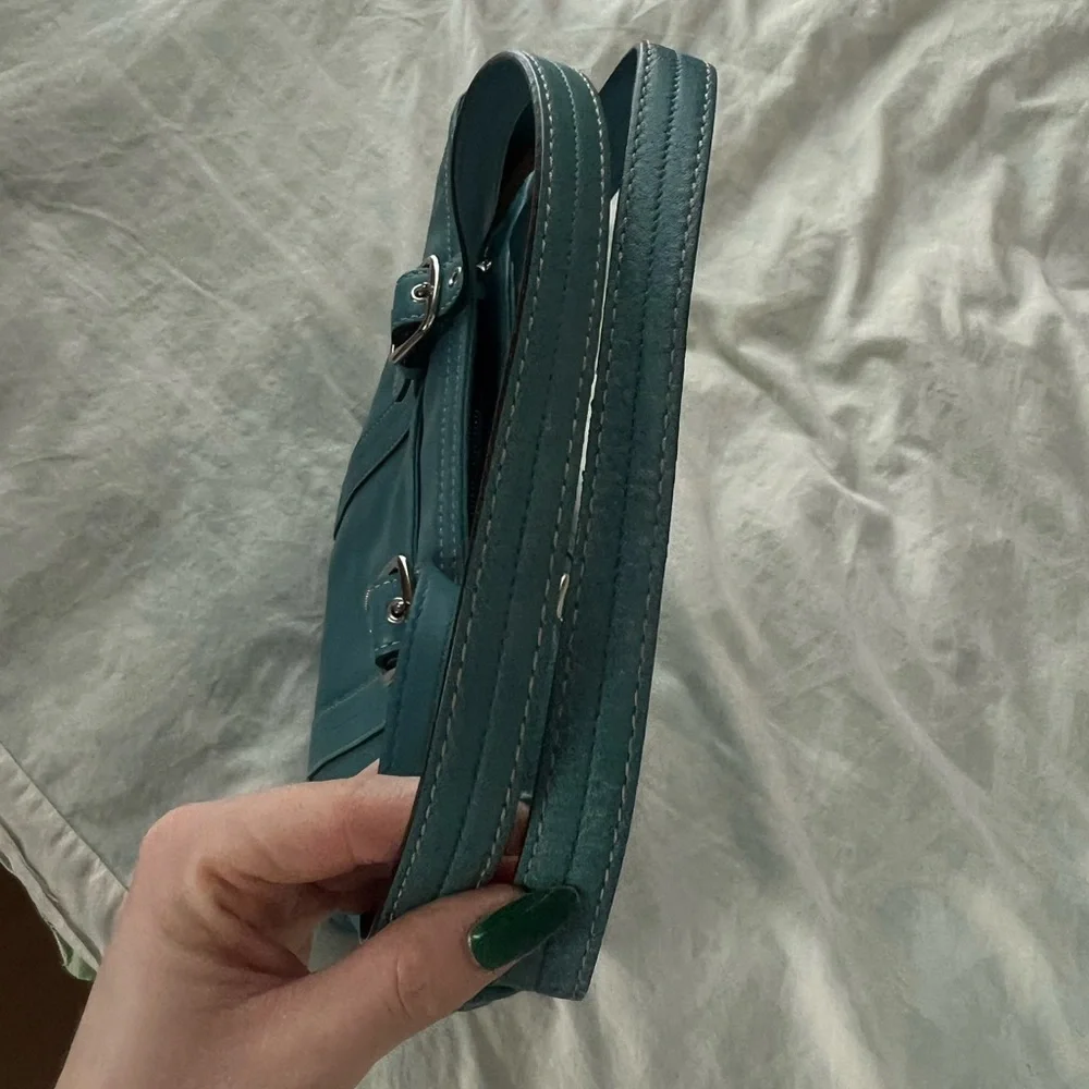 Teal blue leather 2008 coach bag